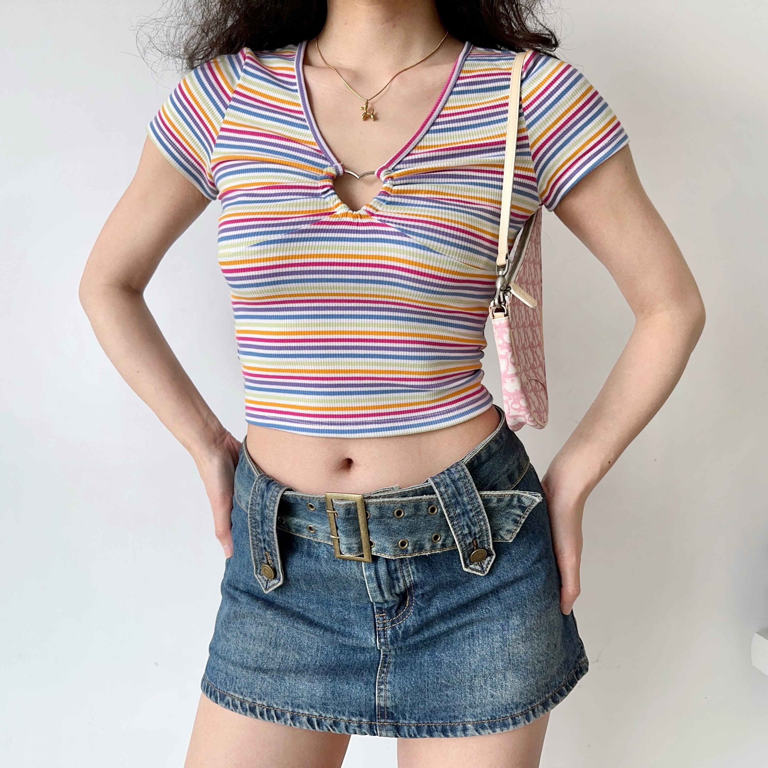 Rainbow Heart Ring Top ~ HANDMADE