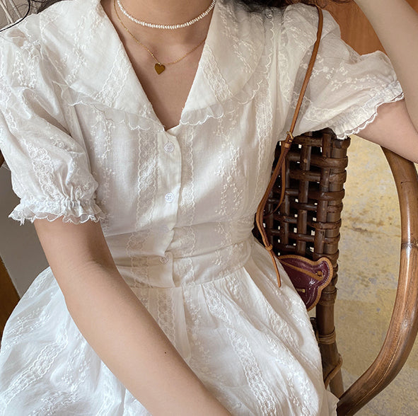 Arlene Milkmaid Lace Dress