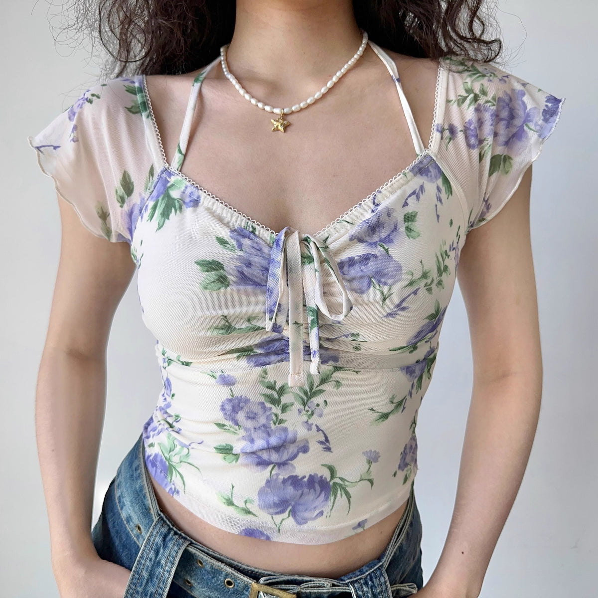 Capsule Lavender Mesh Top ~ HANDMADE