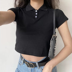 Basics Crop Polo Top