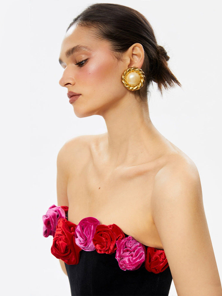 Polina Velvet Floral Mini Dress