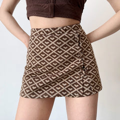 Brown Heart Check Skirt ~ HANDMADE