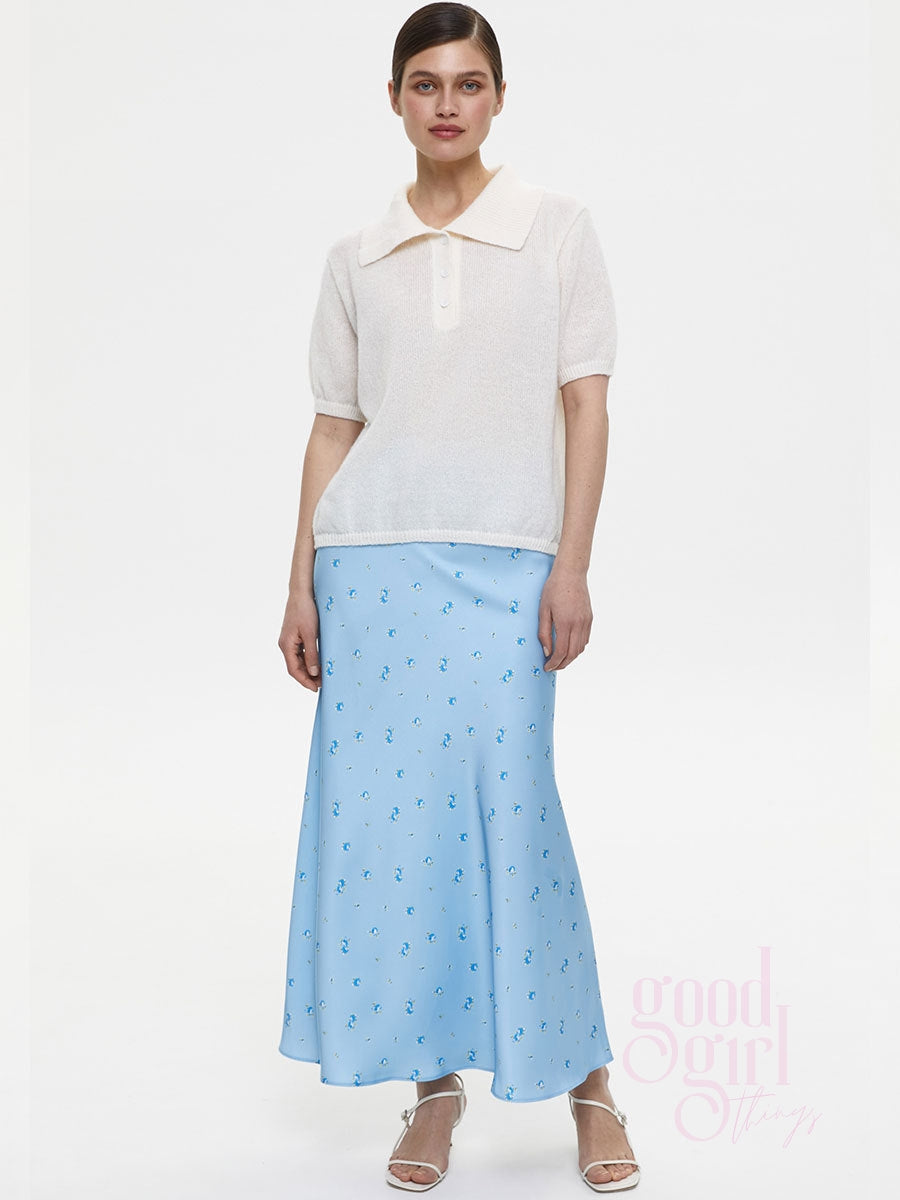Veera Floral Satin Maxi Skirt