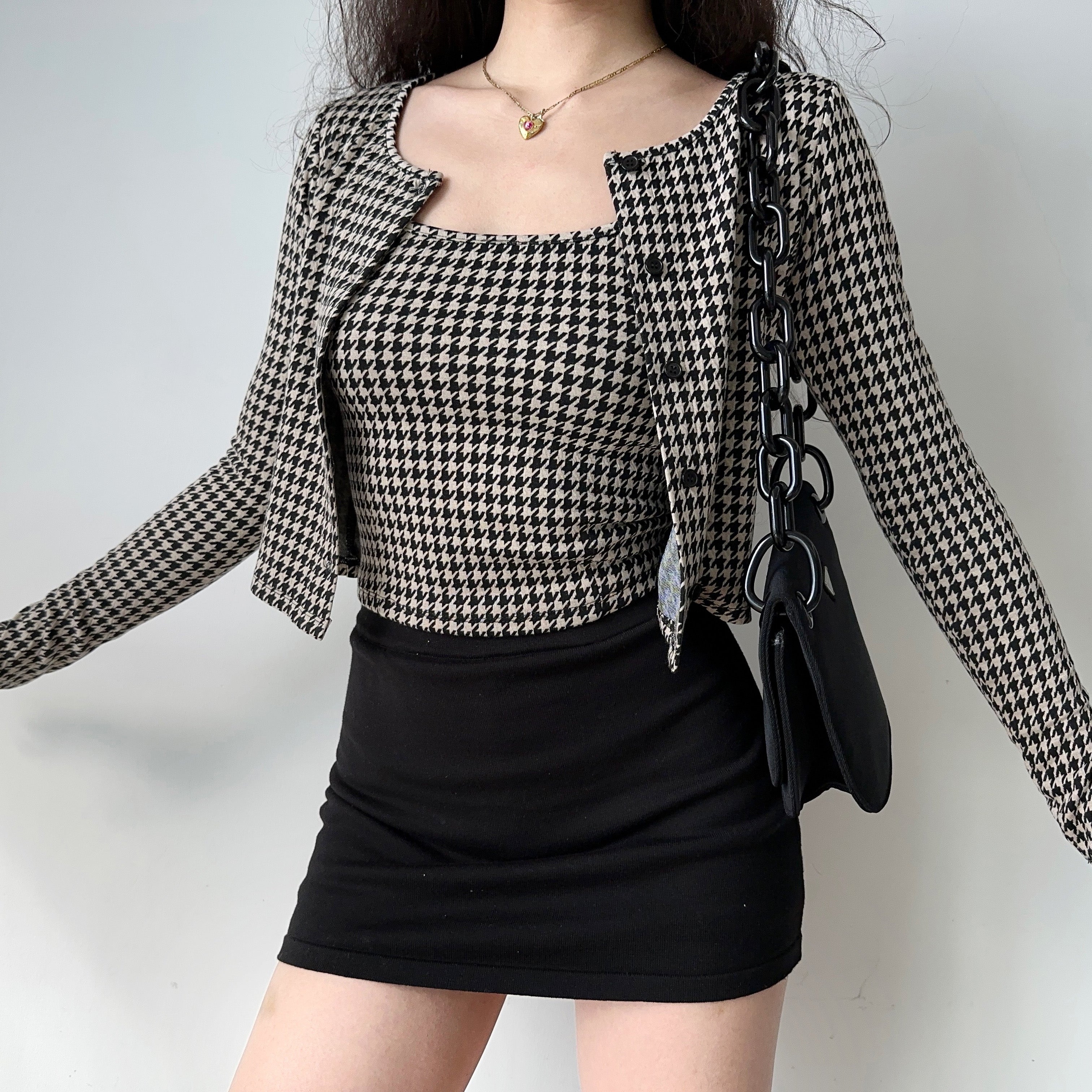 Vintage Film Houndstooth Two-Piece Set ~ HANDMADE