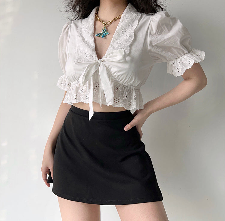 Estelle Eyelet Puff Top ~ HANDMADE