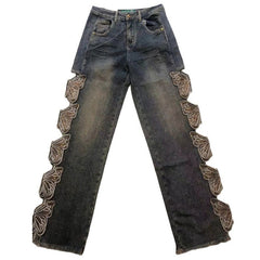 Grunge Aesthetic Butterfly Cut Out Jeans