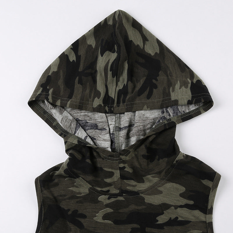 Army Green Hooded Sleeveless Top