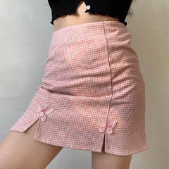 Butterfly Houndstooth Split Skirt ~ HANDMADE