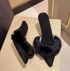 Fenix Fluffy Pointed-Toe Mules