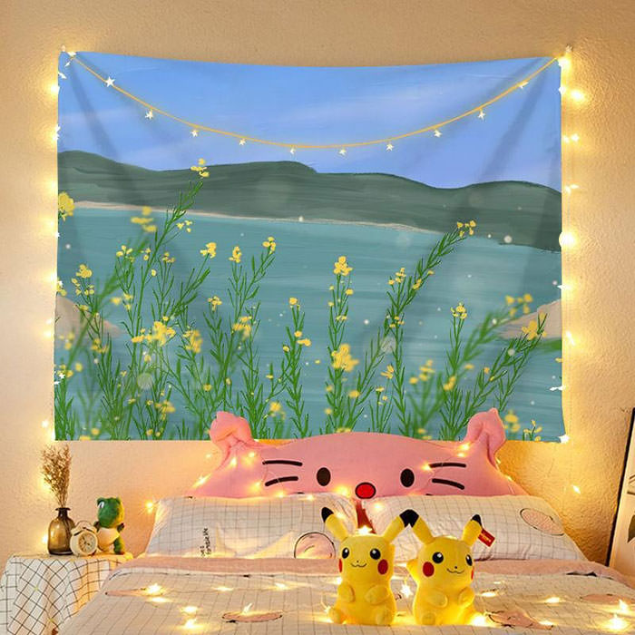 Oil Painting Tapestry & LED Lights Set