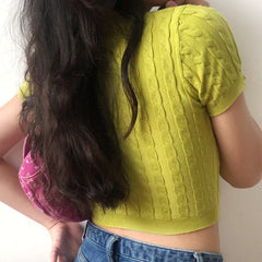 Knit Polo Crop Top