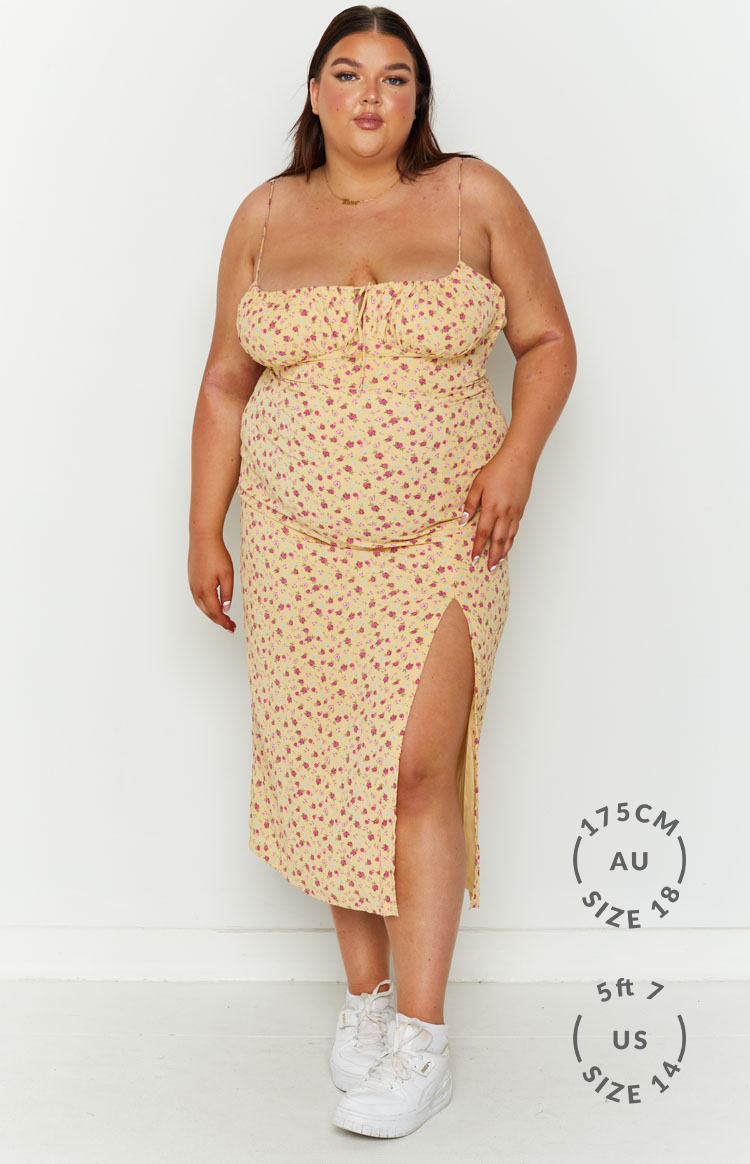 Paloma Yellow Floral Midi Dress