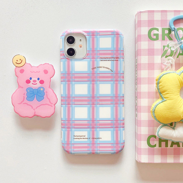 Pastel Bear Plaid iPhone Case