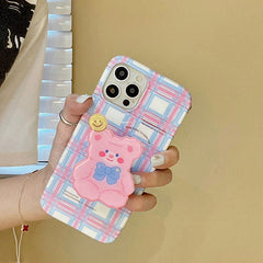 Pastel Bear Plaid iPhone Case