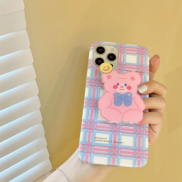 Pastel Bear Plaid iPhone Case