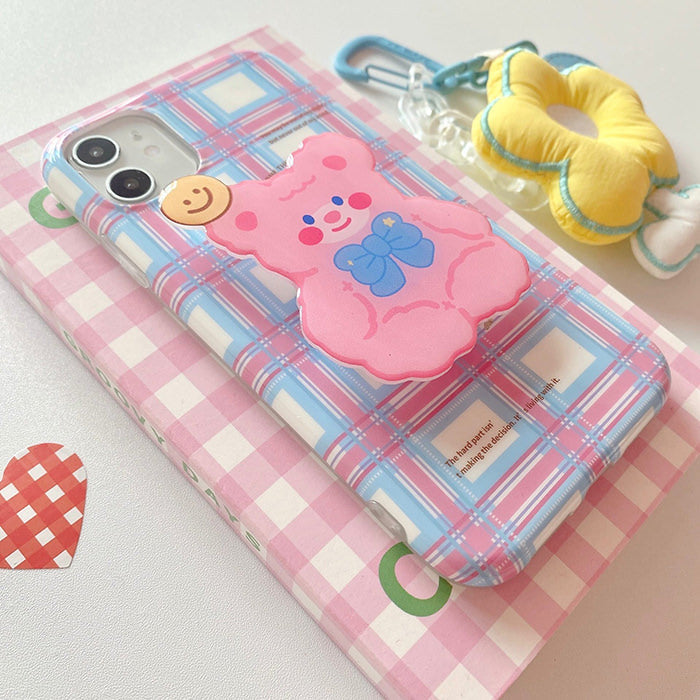 Pastel Bear Plaid iPhone Case