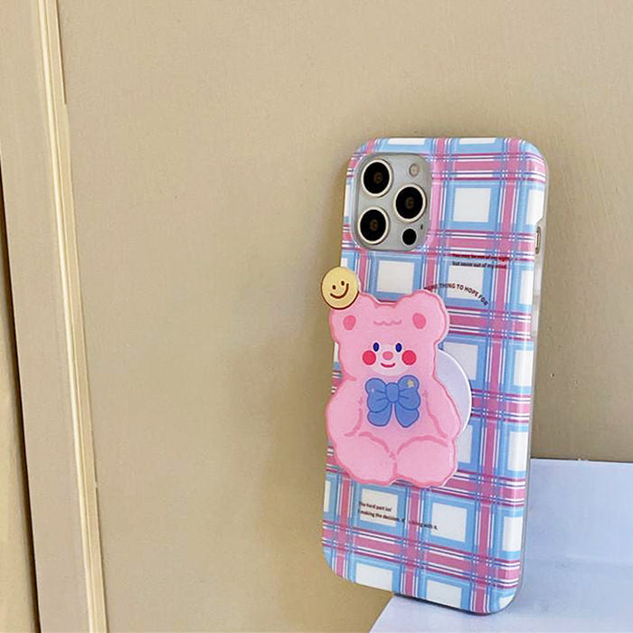 Pastel Bear Plaid iPhone Case