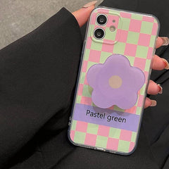 Pastel Flower Checker iPhone Case