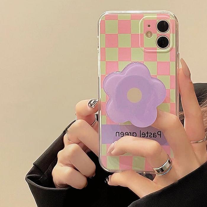 Pastel Flower Checker iPhone Case