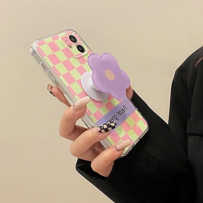 Pastel Flower Checker iPhone Case