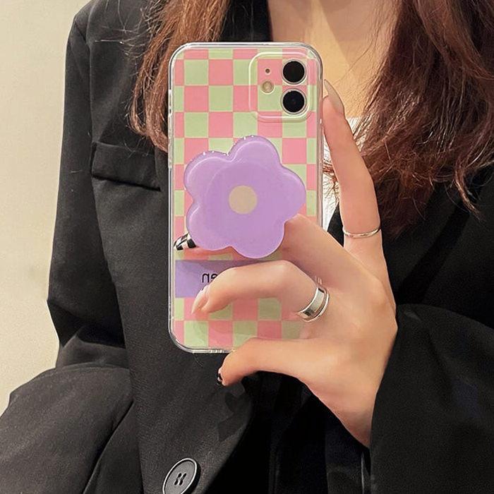 Pastel Flower Checker iPhone Case