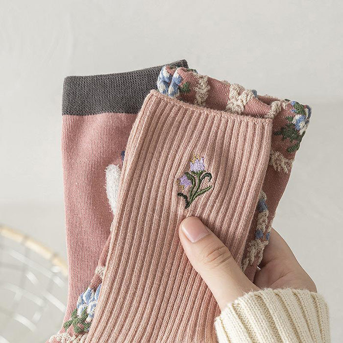 Pastel Pink Floral Socks