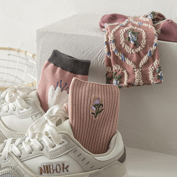 Pastel Pink Floral Socks