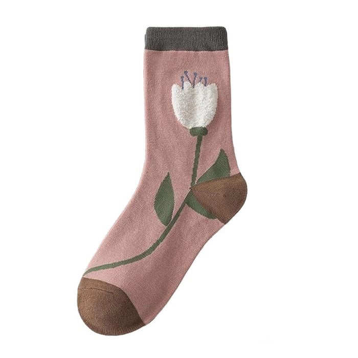 Pastel Pink Floral Socks