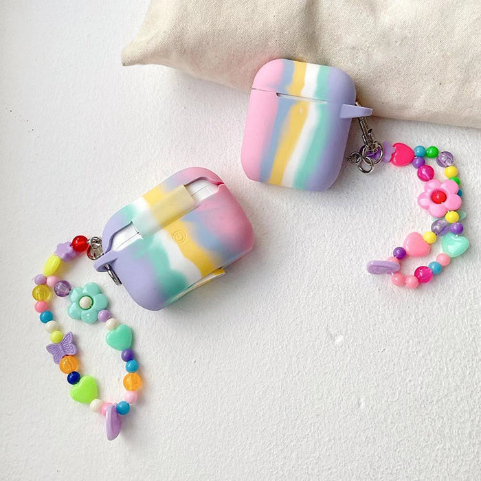 Pastel Rainbow Stripes AirPods Case