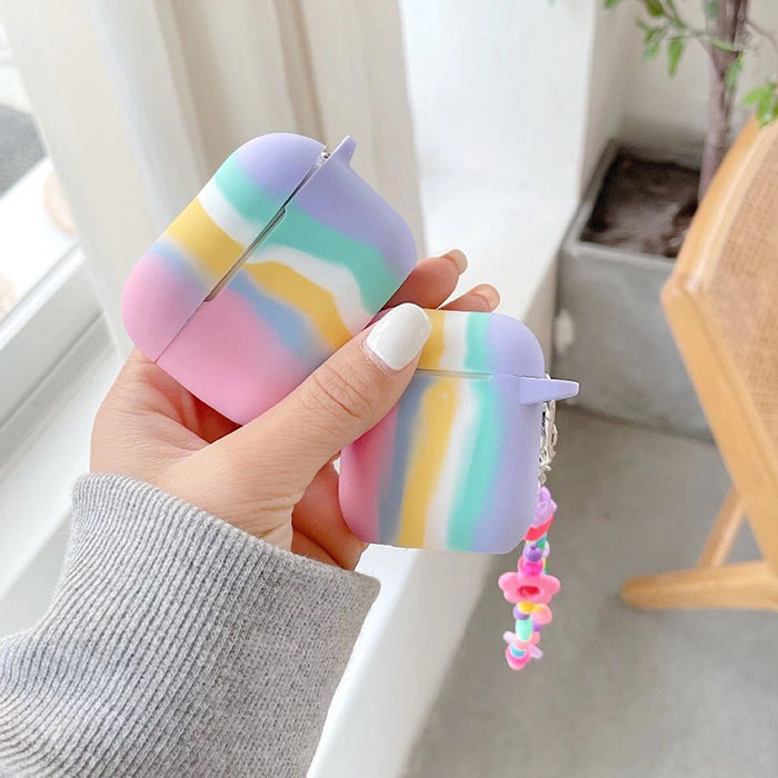 Pastel Rainbow Stripes AirPods Case