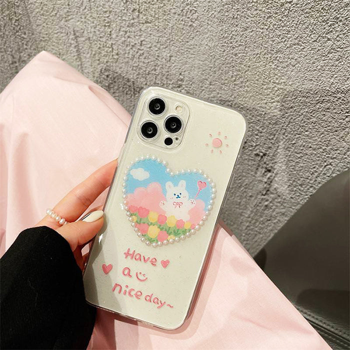 Pearl Heart Bunny iPhone Case