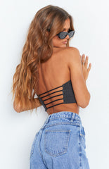 Petria Pinstripe Strapless Top