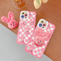 Pink Bunny Checkered iPhone Case