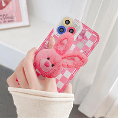 Pink Bunny Checkered iPhone Case