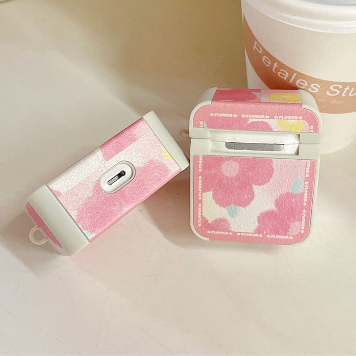 Pink Floral Paint Airpods Case