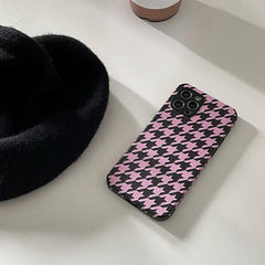 Pink Houndstooth Print iPhone Case