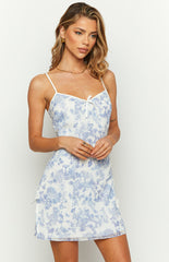 Pire Blue Floral Mini Dress
