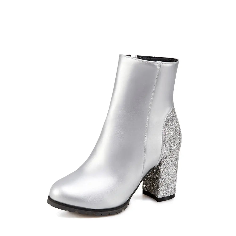 Sequin Platform Boots