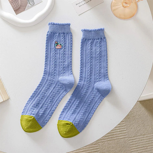 Roses Embroidery Socks