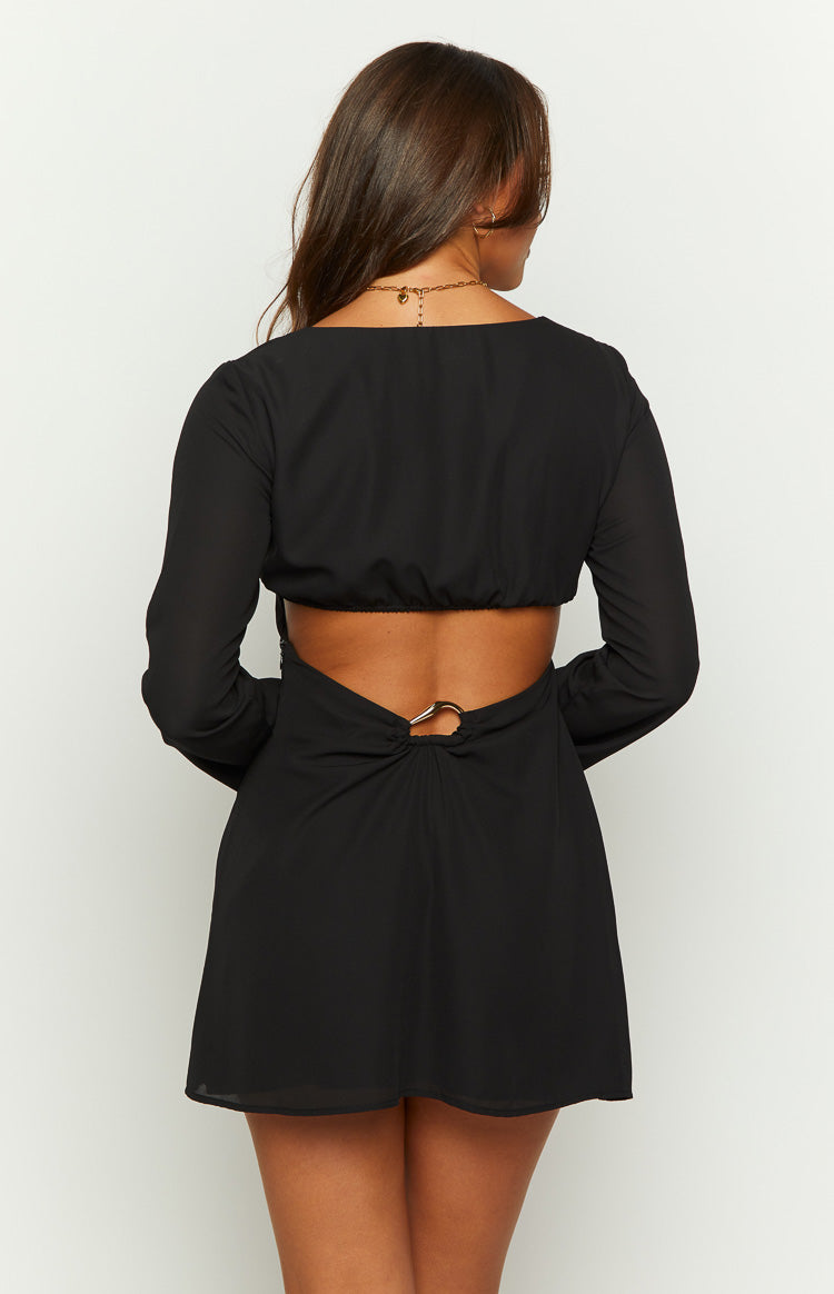Rowan Long Sleeve Black Mini Dress