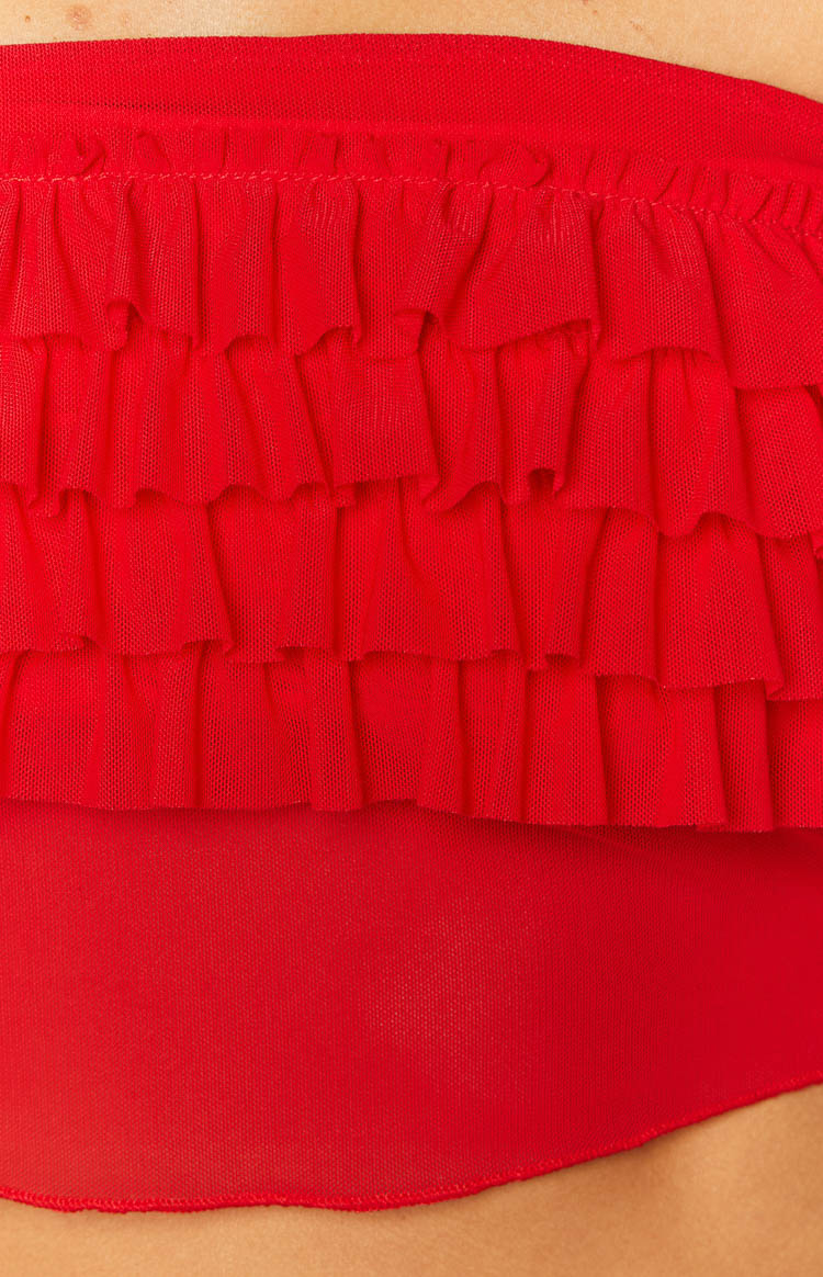 Red Rumba Short Ruffle Rumba Rouge Red Ruffle Tube Top – Vivuki