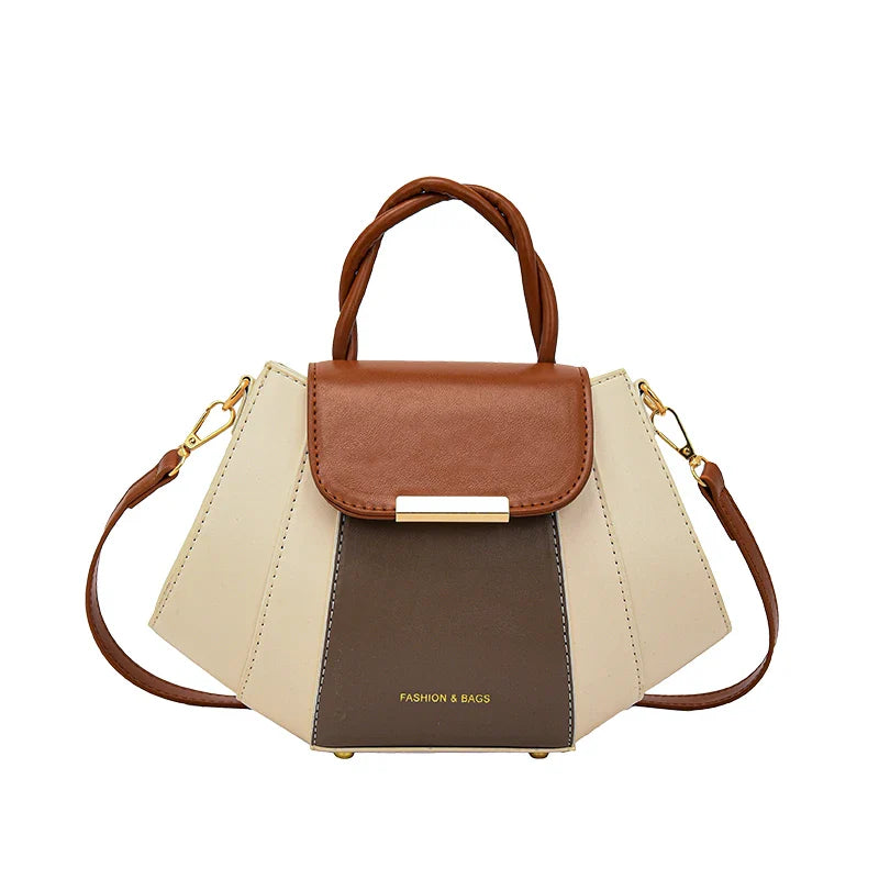 Contrast Color Patchwork Shoulder Bag