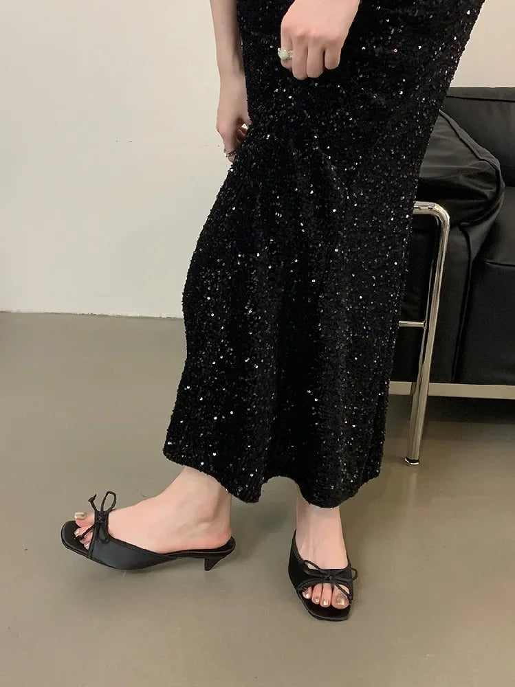 Square Toe Butterfly-knot Low Heels Shoes