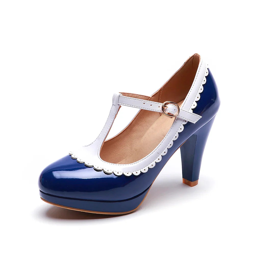 Platform Heel T-Strap Mary Janes Shoes