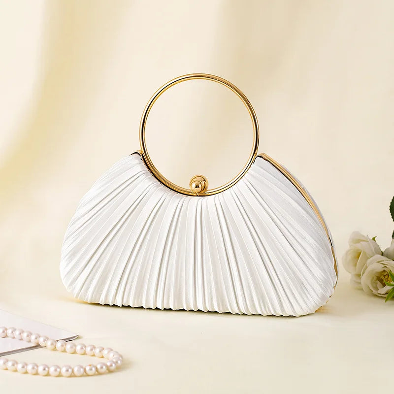 Vintage Pleated Evening Clutch Bag