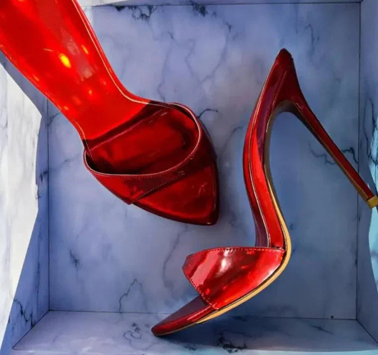 Dazzling Color Peep Toe Ladies Stiletto Sandals