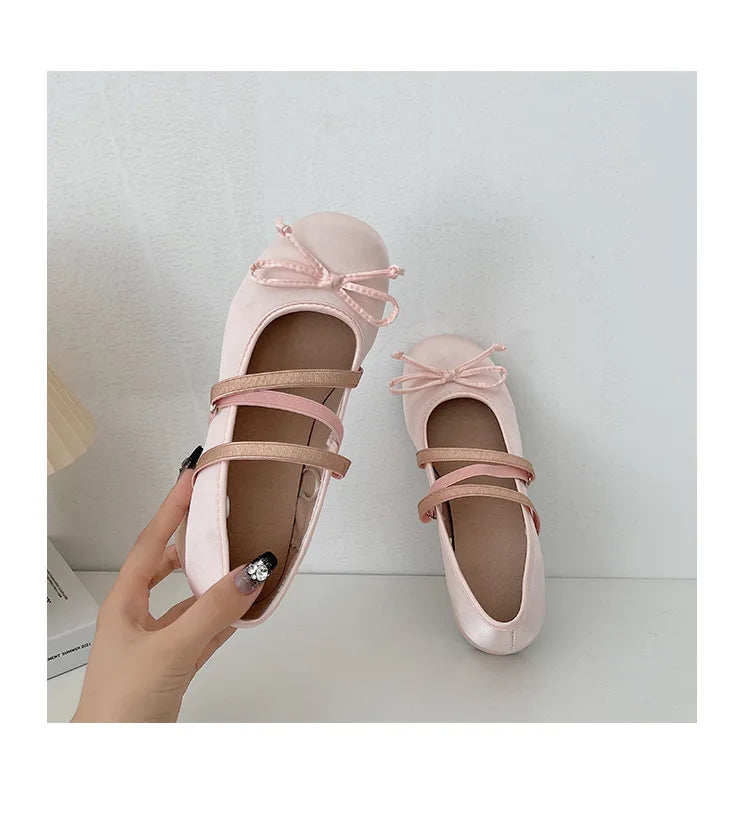 Round Toe Mary Jane Cross Strap Shoes