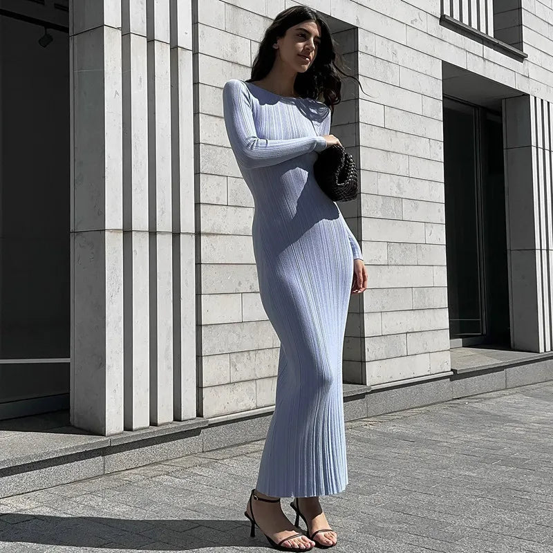 Ribbed Long Sleeve Maxi Dress