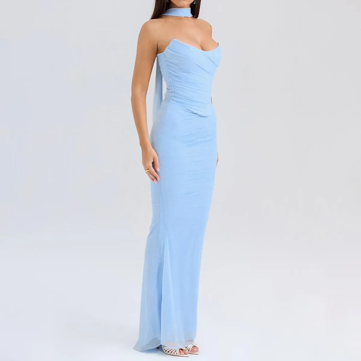 Mesh Corset And Midi Skirt Two Piece Set