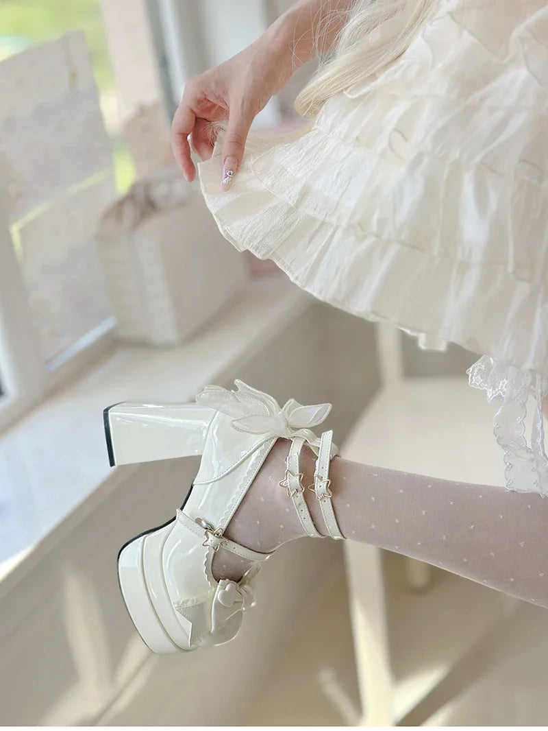 Platform High Heel Butterfly-knot Cross Strap Shoes